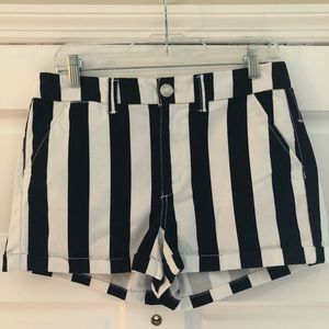 black and white striped shorts